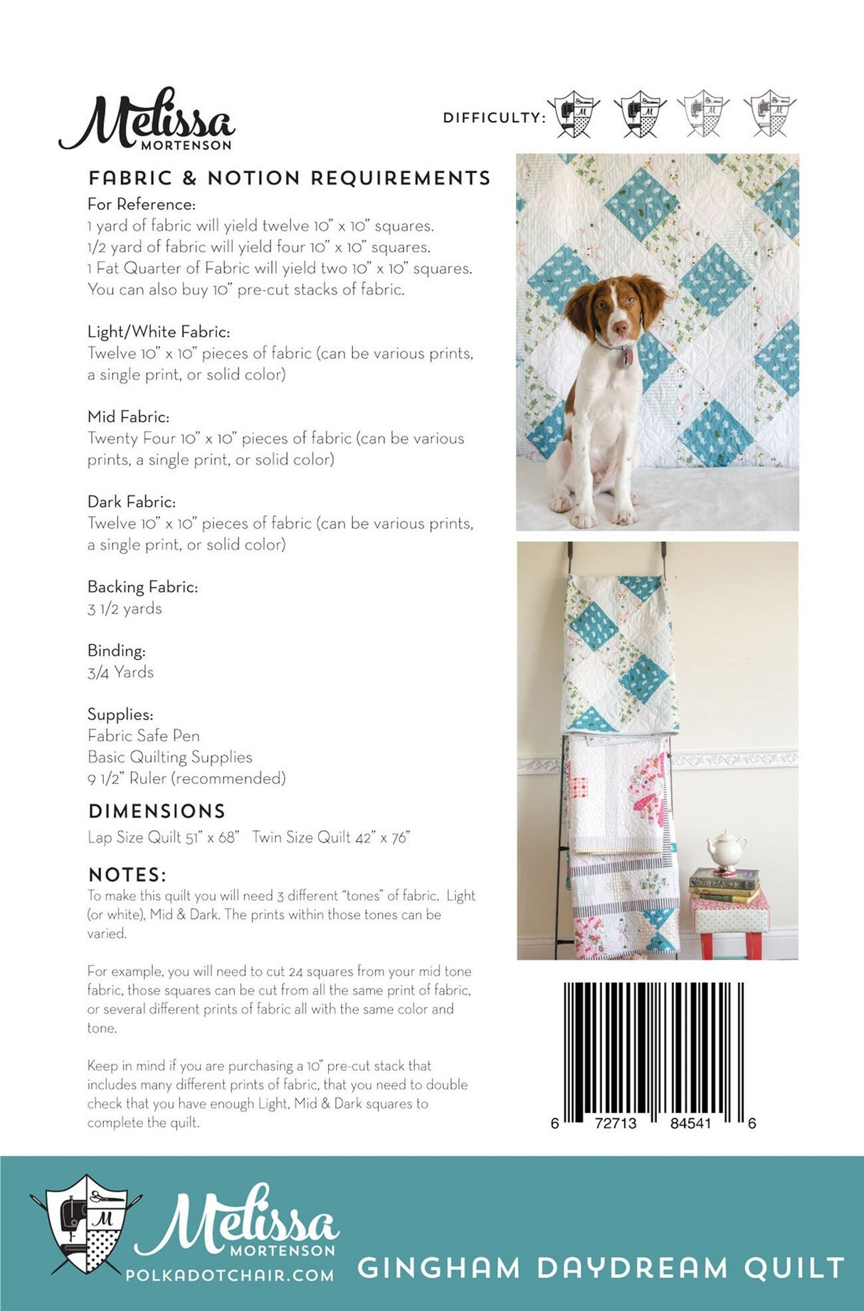 Gingham Daydream Quilt Pattern PDC5416 by Melissa Mortenson of Polka Dot Chairin Multiple Sizes