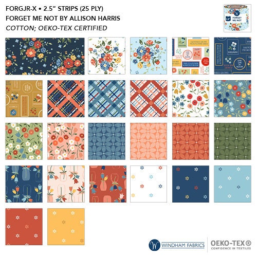Forget Me Not Stamps Ochre 53009-5 by Allison Harris of Cluck Cluck Sew from Windham's Fabrics sold in 1/2 yard increments