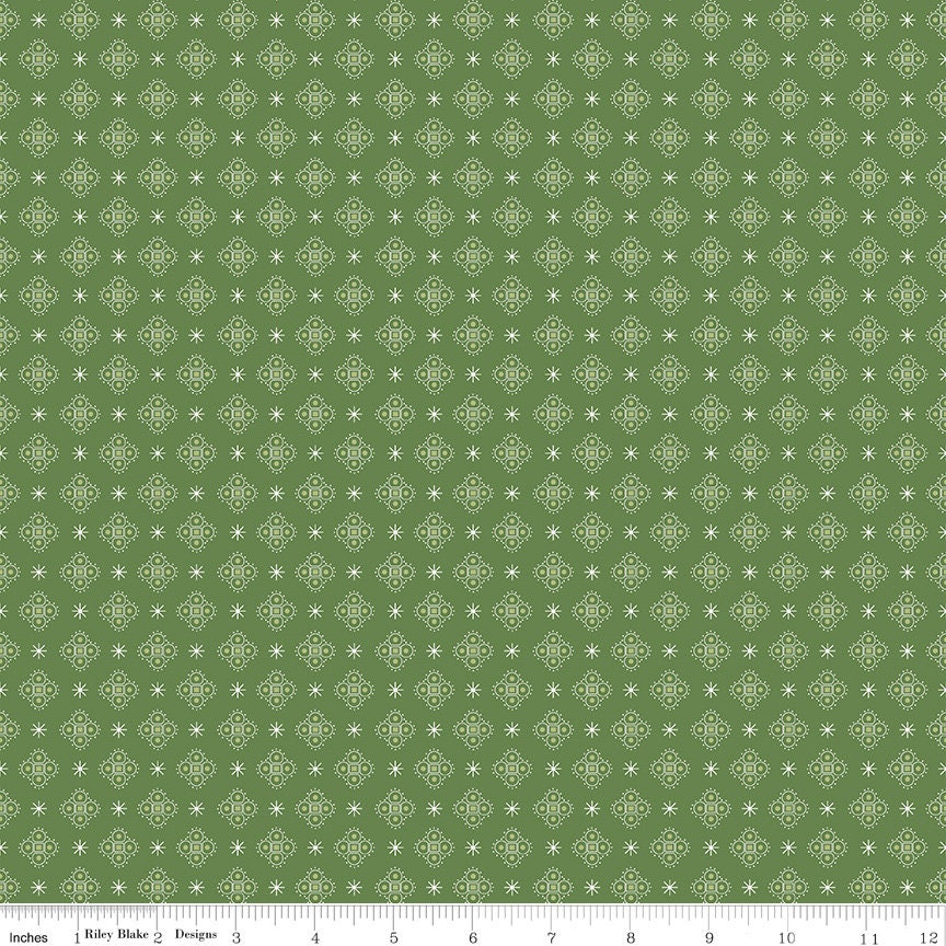 Calico Starshine Basil C12854-Basil by Lori Holt for Riley Blake Sold in 1/2 yard increments