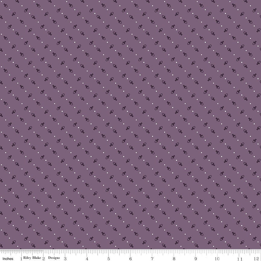 Calico Baskets Plum C12844-Plum by Lori Holt Sold by 1/2 Yard Increments
