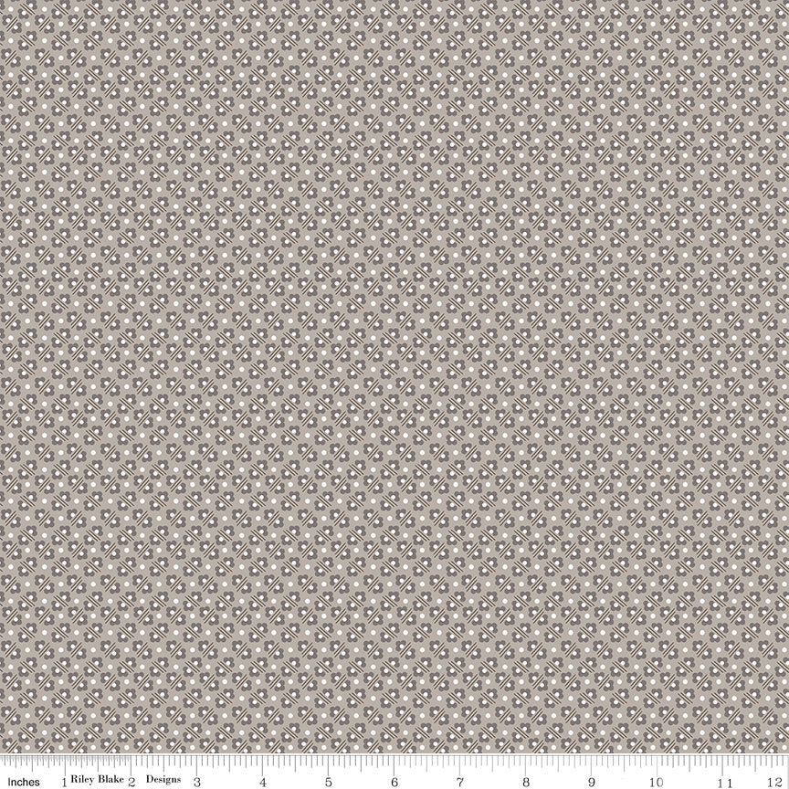 Calico Flowerbed Pewter C12853-Pewter by Lori Holt Sold by 1/2 Yard Increments