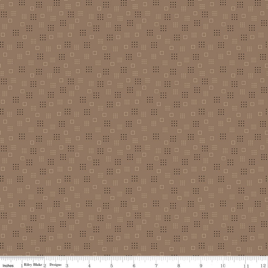 Calico Squares Chestnut C12849-Chestnut by Lori Holt Sold by 1/2 Yard Increments