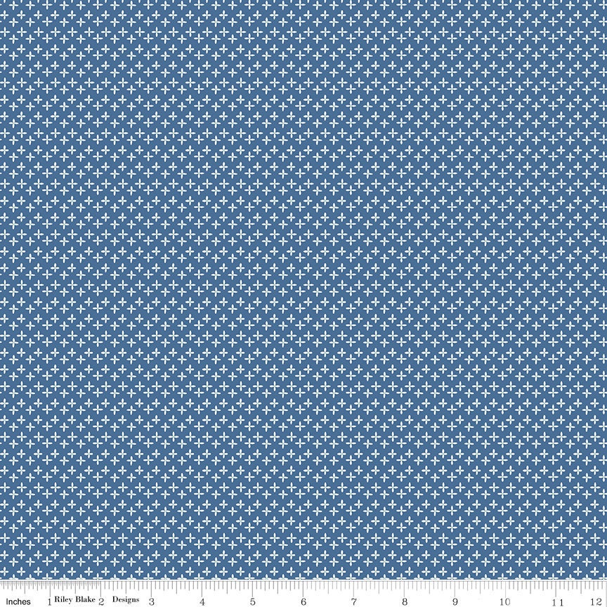 Calico Daisy Denim C12852-Denim by Lori Holt Sold by 1/2 Yard Increments