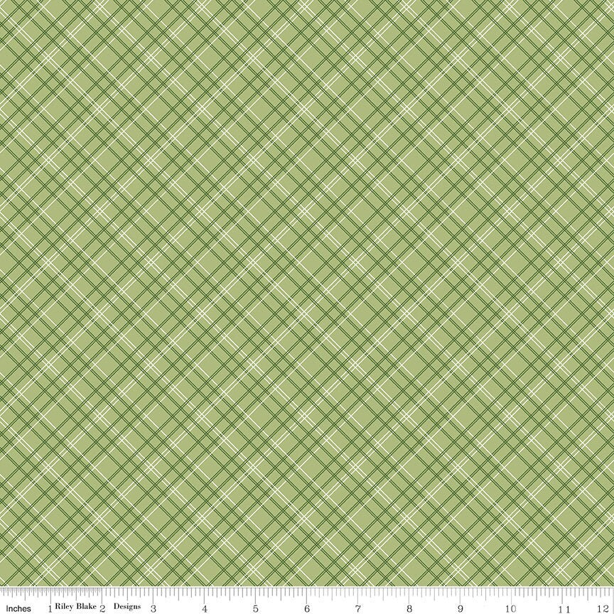 Calico Plaid Lettuce C12847-Lettuce by Lori Holt Sold by 1/2 Yard Increments