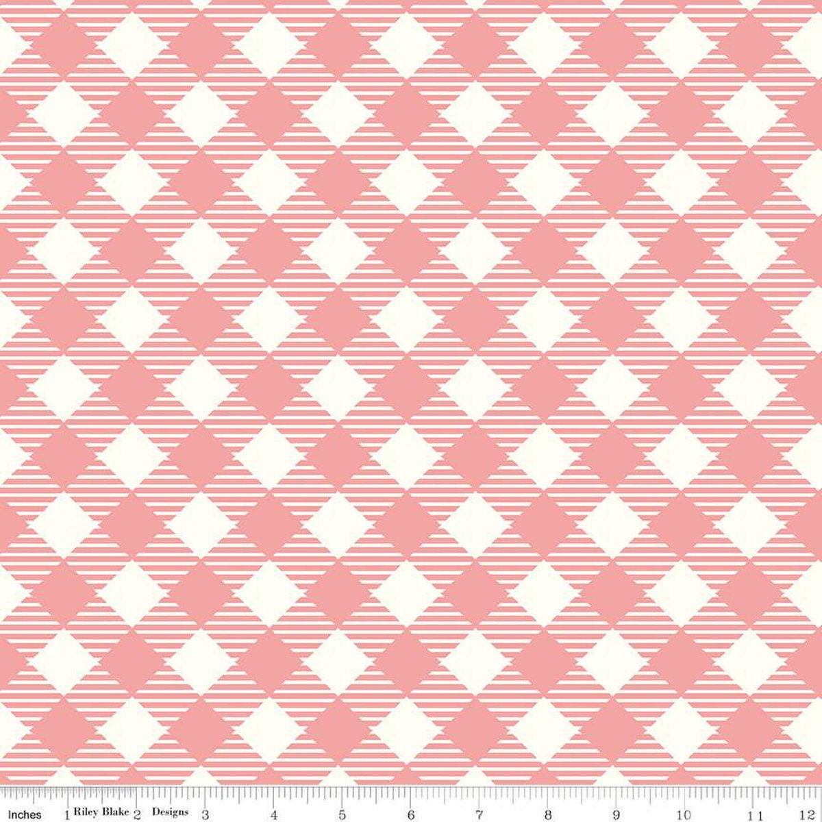 Bee Ginghams Wide Back Coral 108" Yardage 3 Yard Cut Lori Holt for Riley Blake Designs WB12562-Coral