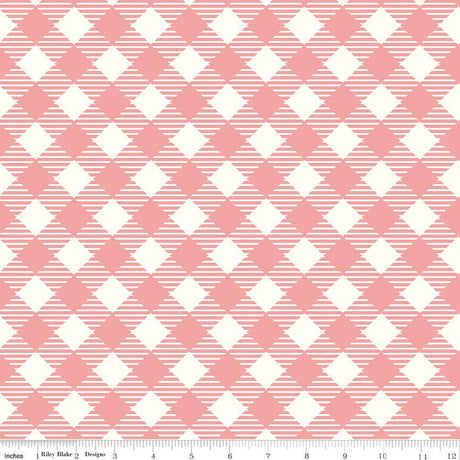 Bee Ginghams Wide Back Coral 108" Yardage 3 Yard Cut Lori Holt for Riley Blake Designs WB12562-Coral