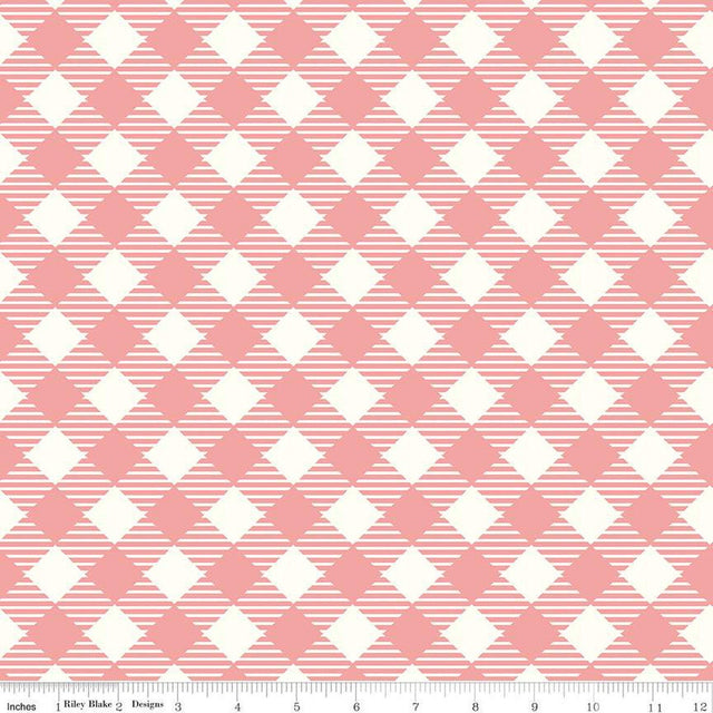 Bee Ginghams Wide Back Coral 108" Yardage 3 Yard Cut Lori Holt for Riley Blake Designs WB12562-Coral