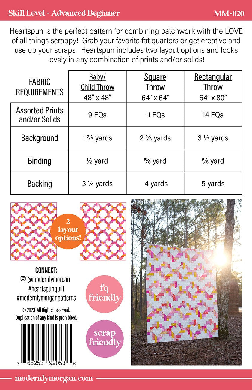 Heartspun # MM-020 From Modernly Morgan By Morgan McCollough 3 sizes available