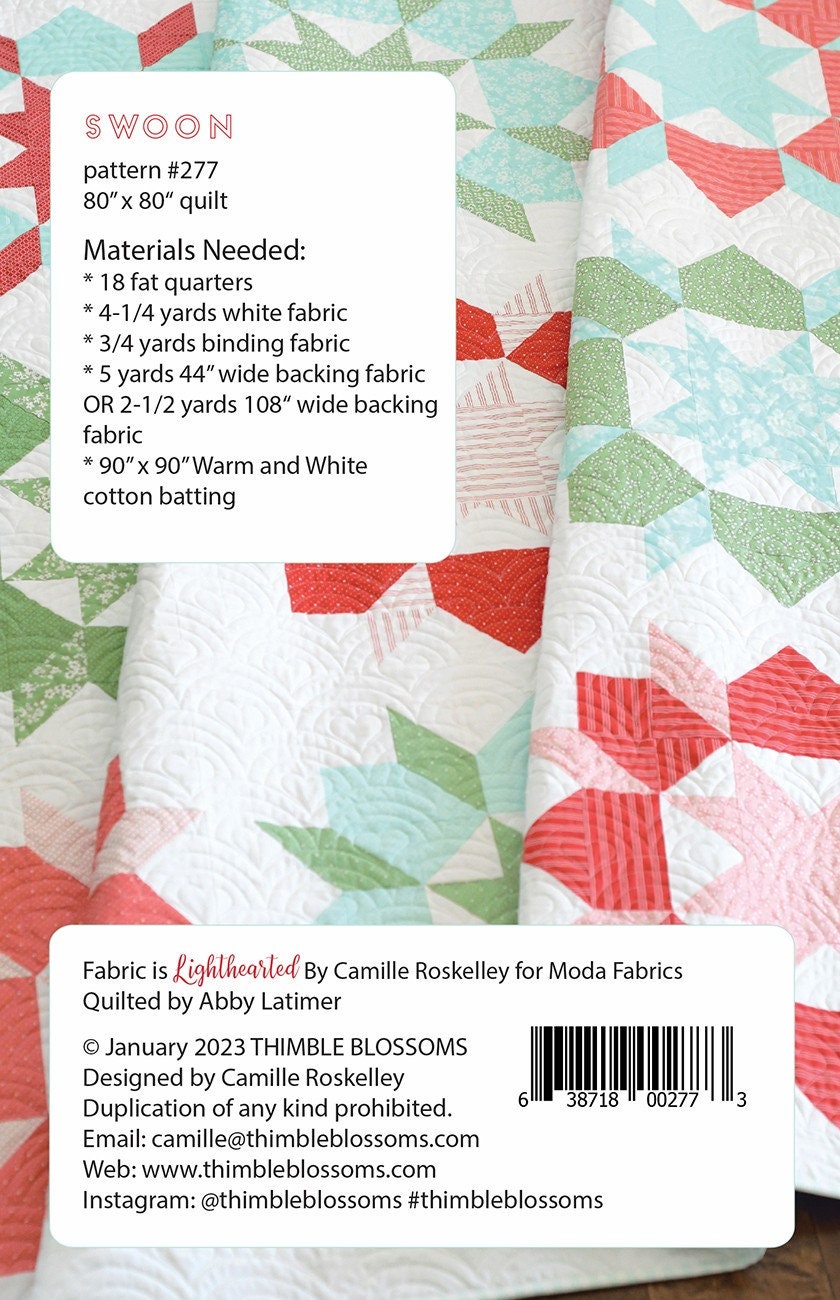 Swoon - Lighthearted cover Printed Pattern ONLY, From Thimble Blossoms By Roskelley, Camille TBL277