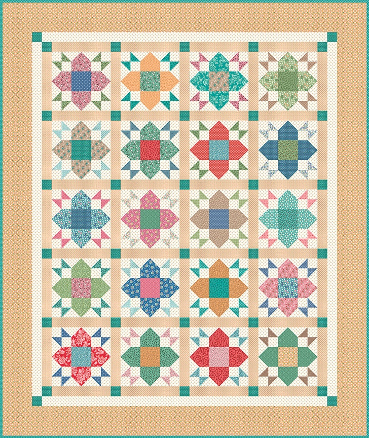 Home Town Schoolhouse Red Miller Yardage C13593-Schred by Lori Holt for Riley Blake Designs Sold in 1/4 yard increments cut contiguously