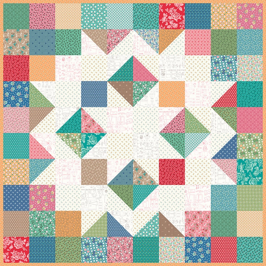Home Town Heirloom Cottage Mangum Yardage C13592-Heircottage by Lori Holt for Riley Blake Designs 1/4 yard increments cut contiguously