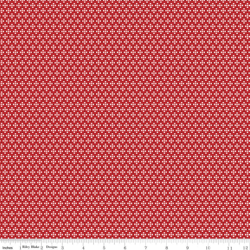 Home Town Schoolhouse Red Dansie Yardage C13595-Schred by Lori Holt for Riley Blake Designs Sold in 1/4 yard increments cut contiguously