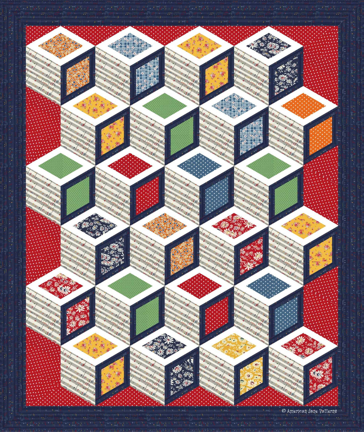 Sweet Melodies Polka Dots Orange 21818-13 by American Jane sold in 1/2 yard increments cut contiguously