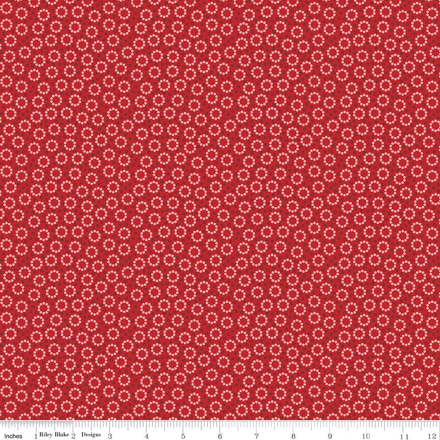 Home Town Schoolhouse Red Miller Yardage C13593-Schred by Lori Holt for Riley Blake Designs Sold in 1/4 yard increments cut contiguously