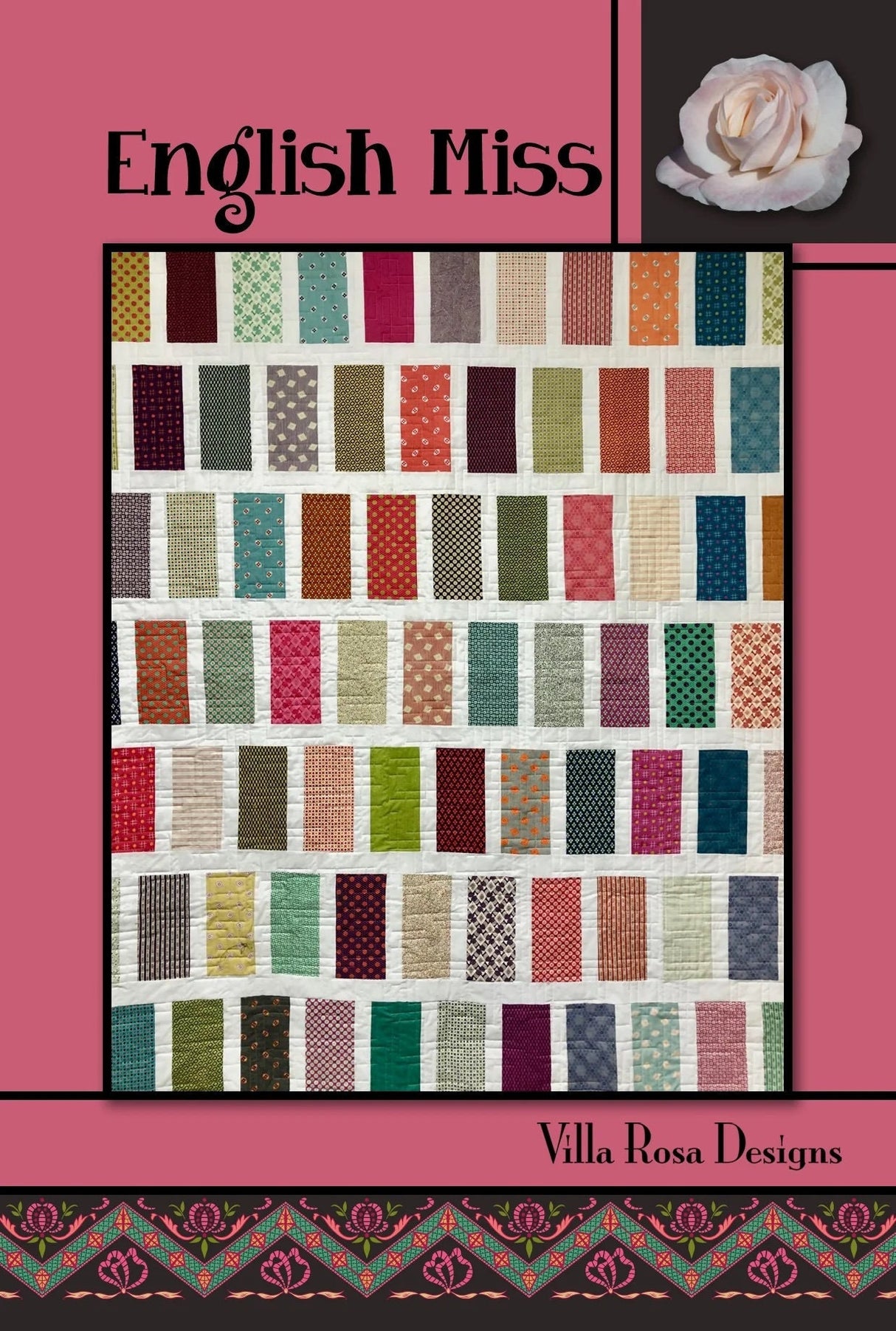 English Miss Printed Pattern Villa Rosa Designs Size 63" x 79"