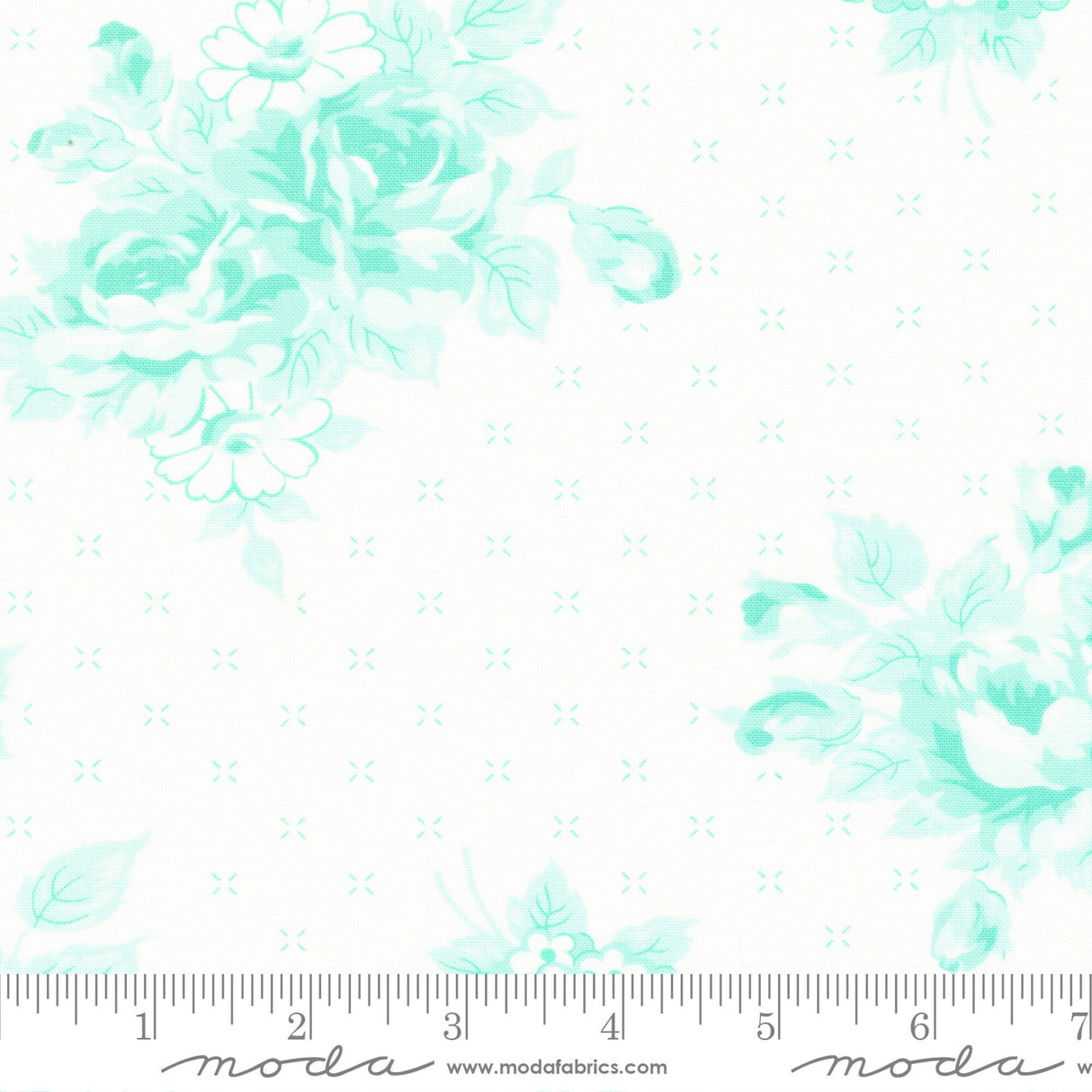 Lighthearted Rosy Cream Aqua 55290 21 Sold by 1/2 yard increments cut contiguously
