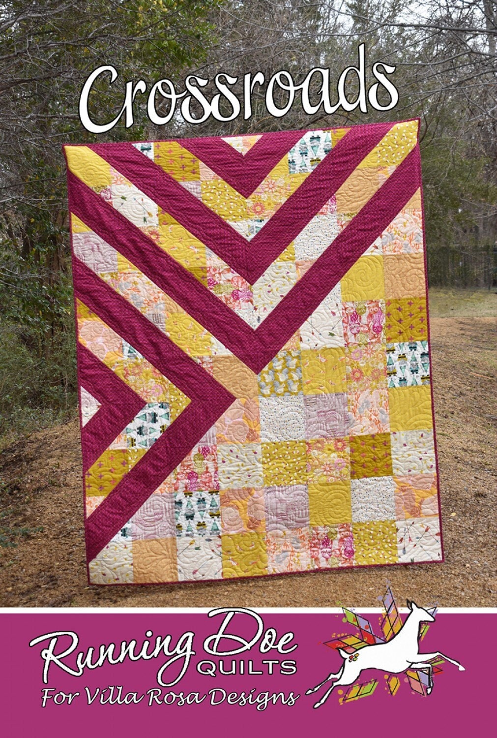Crossroads Paper Quilt Pattern by Running Doe for Villa Rosa Designs VRDRD033 60" x 75"