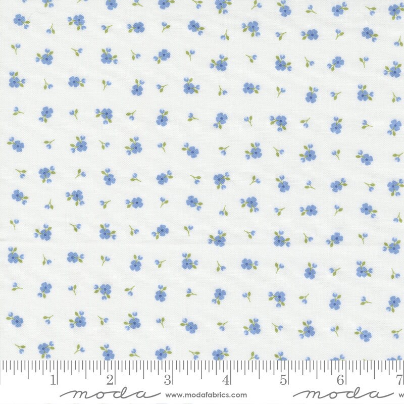 Peachy Keen Pixie Off White Blue 29175-21 by Corey Yoder for Moda Fabrics - Sold in 1/2 Yard Increments