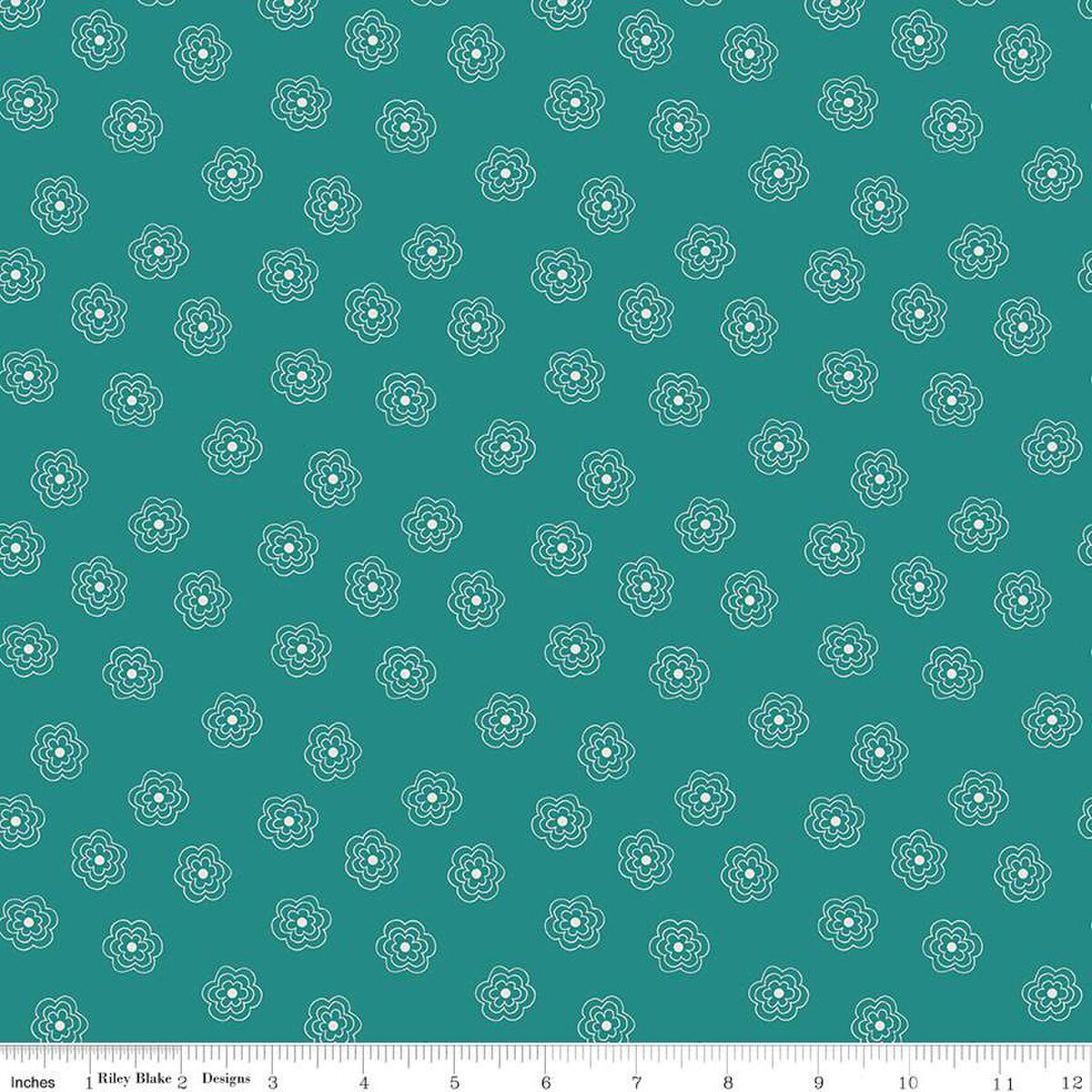 Bee Dots Rose Lagoon Yardage C14180-Lagoon by Lori Holt for Riley Blake Designs Sold in 1/2 yard increments.