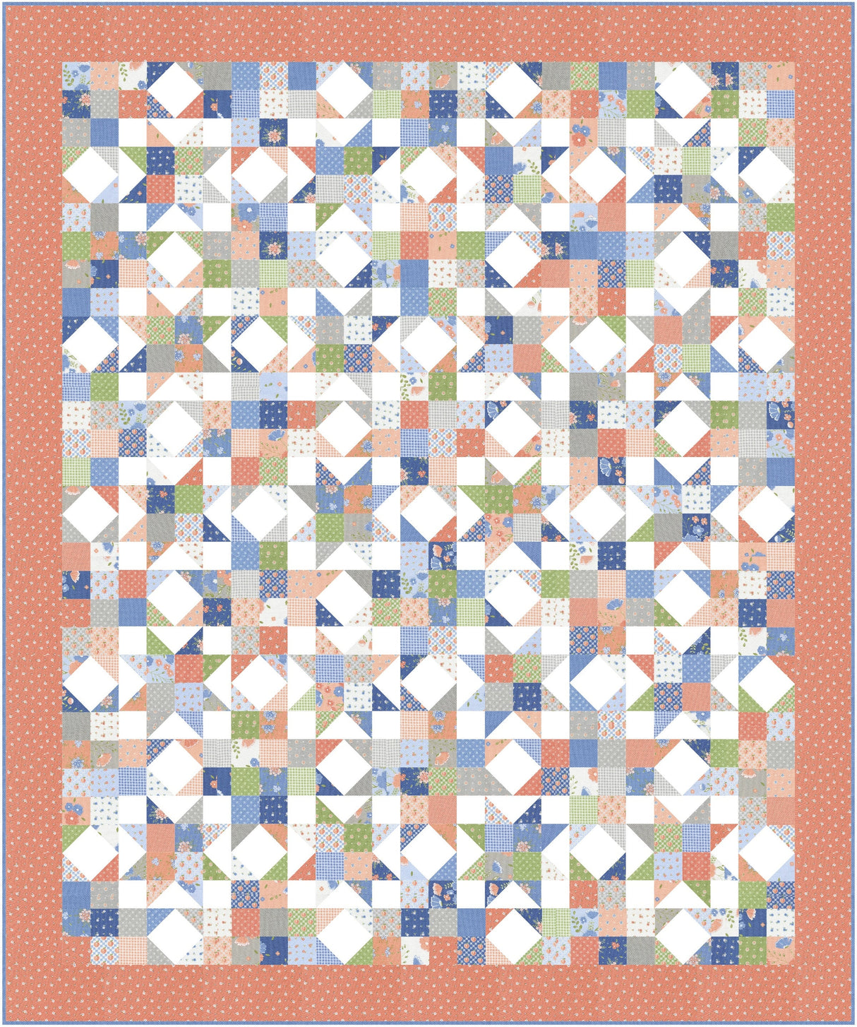 Peachy Keen Peaches Cobalt 29171-16 by Corey Yoder Sold in 1/2 yard increments cut continuously