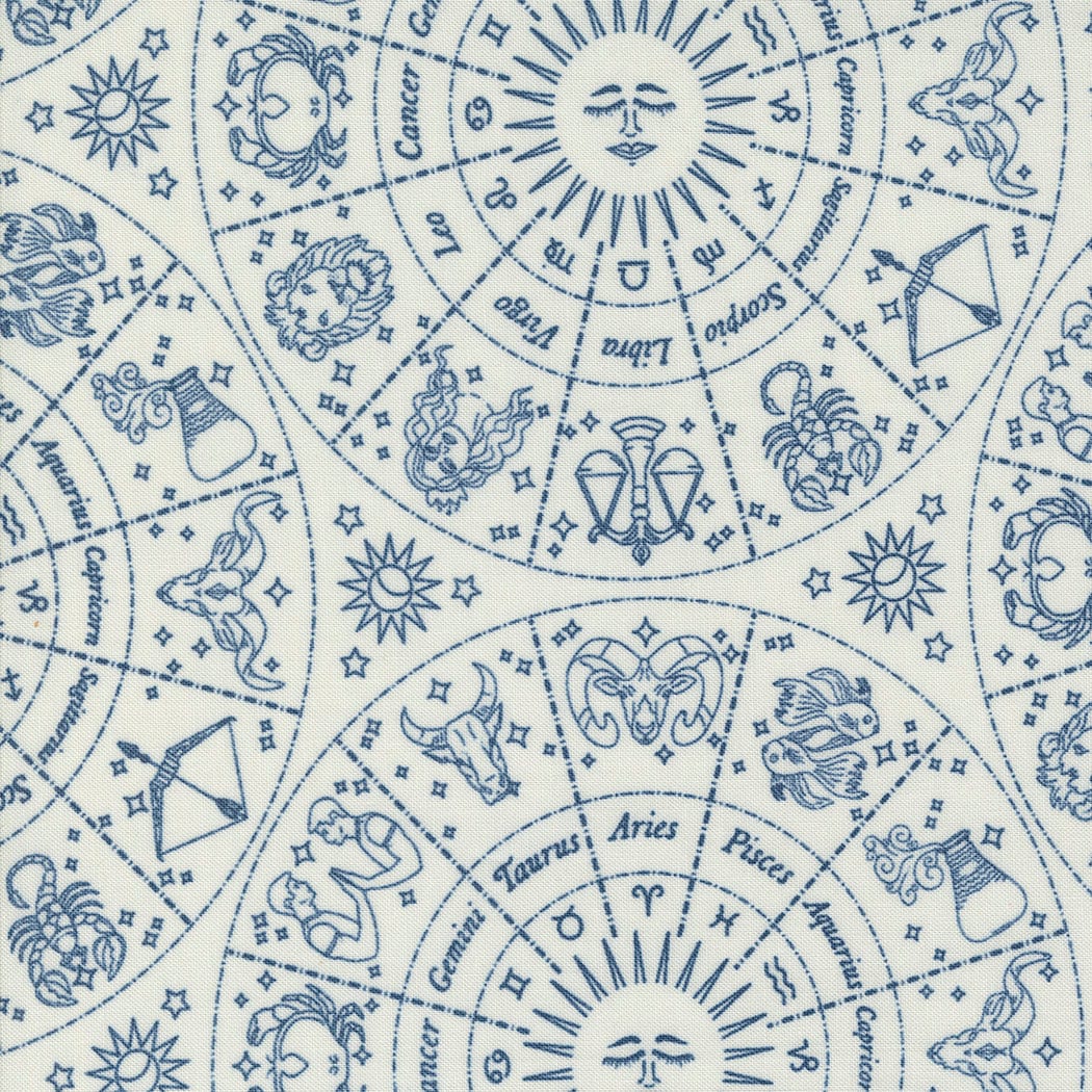 Starry Sky Zodiac Mist - Night Yardage 24160-21 by April Rosenthal for Moda Fabrics Sold in 1/2 yard increments