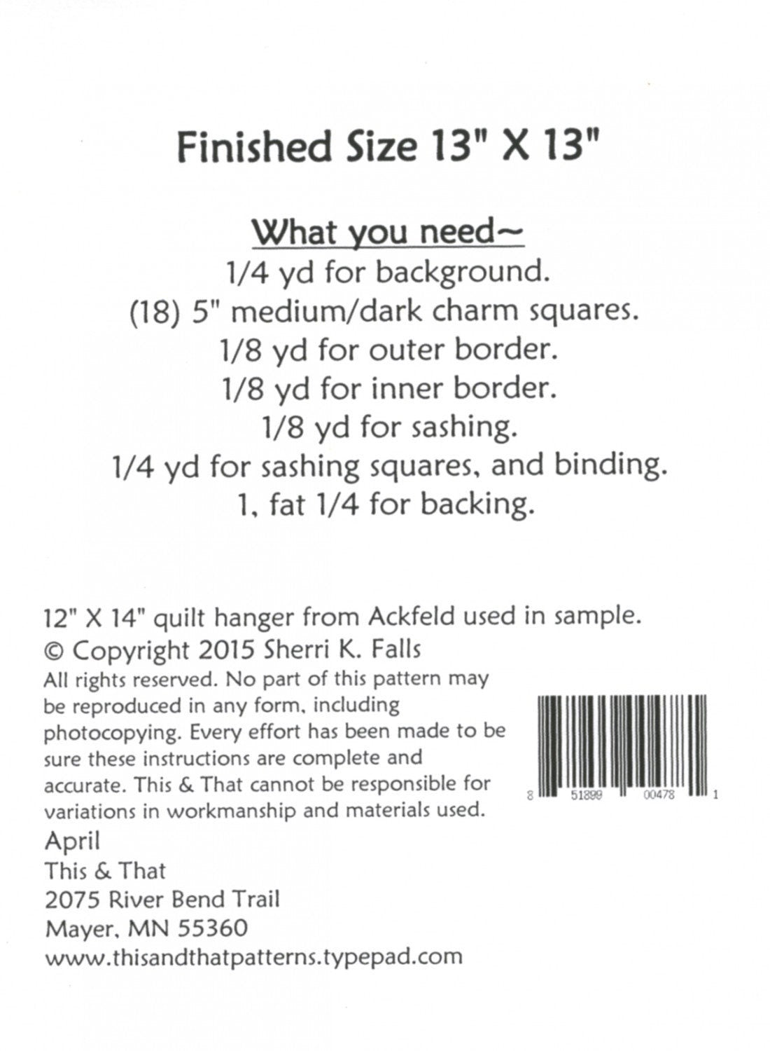 Make it Mini April TAT292 from This and That by Sherri Falls Bin MP
