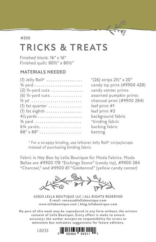Tricks & Treats Printed Pattern by Vanessa Goertzen for Lella Boutique LB 233