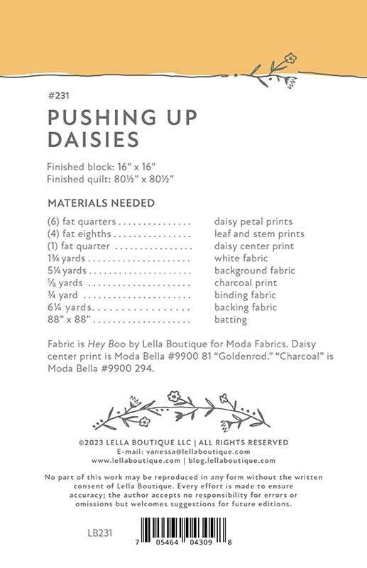 Pushing Up Daisies Printed Pattern by Vanessa Goertzen for Lella Boutique LB 231