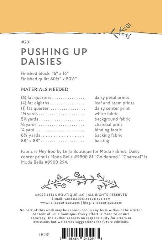 Pushing Up Daisies Printed Pattern by Vanessa Goertzen for Lella Boutique LB 231 80 x 80