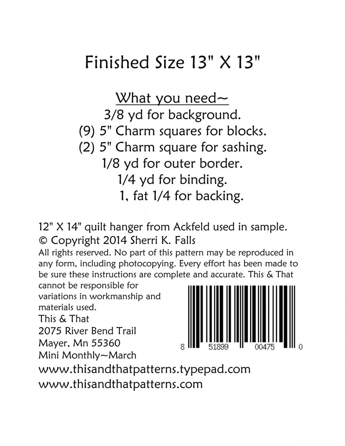 Make it Mini March TAT291 from This and That by Sherri Falls Bin MP