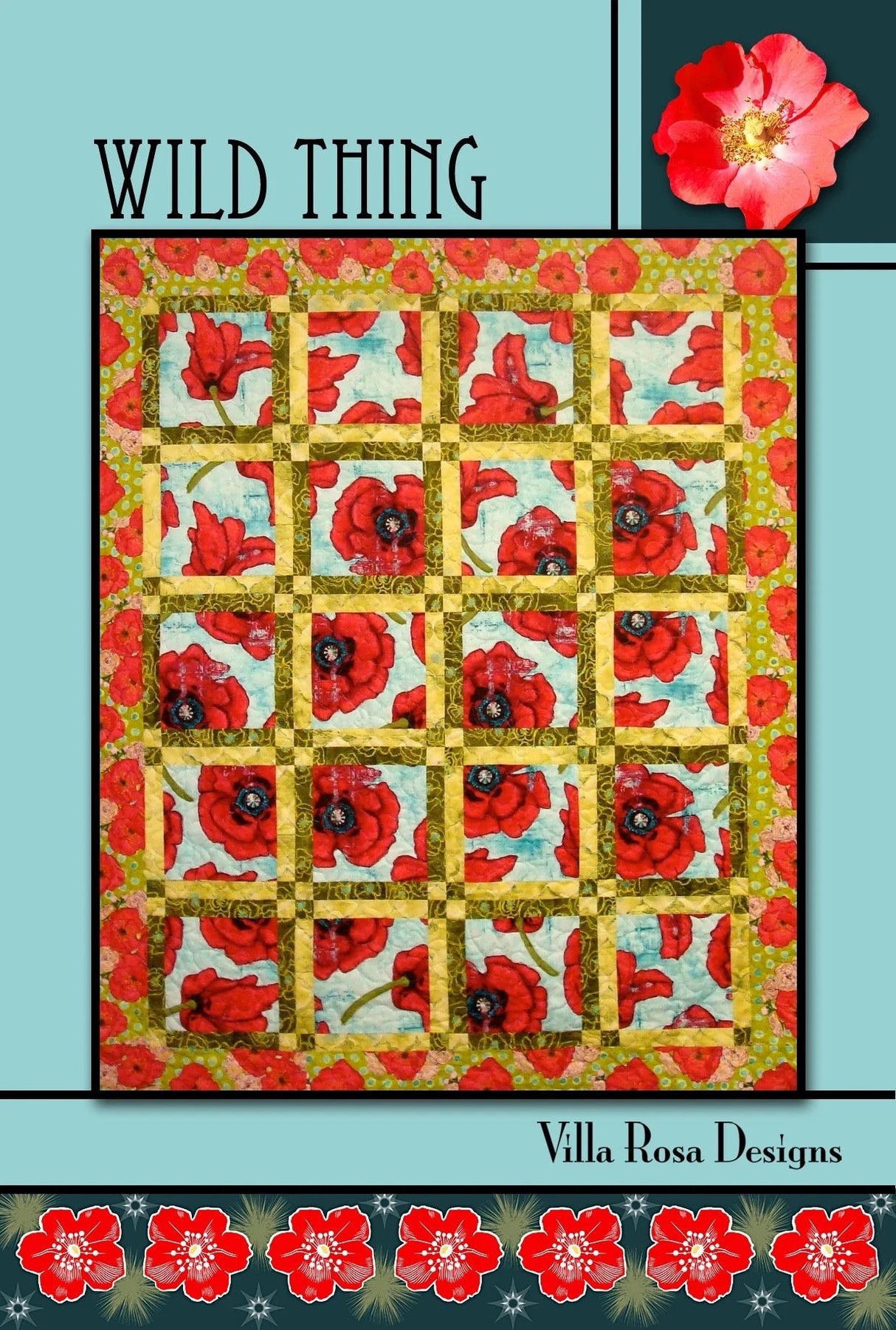 Wild Thing Quilt Pattern Card for Villa Rosa Designs finished size 50"x63"