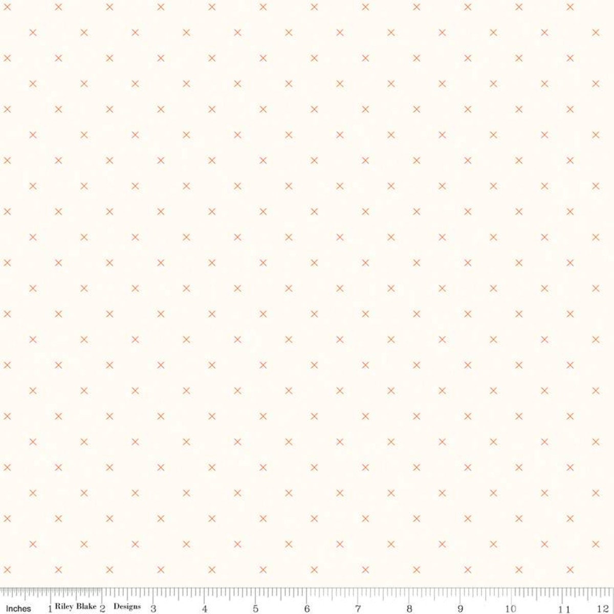 Bee Cross Stitch Pumpkin Yardage - C747-PUMPKIN by Lori Holt of A Bee in My Bonnet for Riley Blake Designs sold in 1/2 yard increments