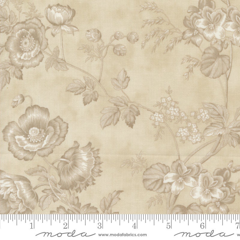 a beige floral wallpaper with flowers and leaves