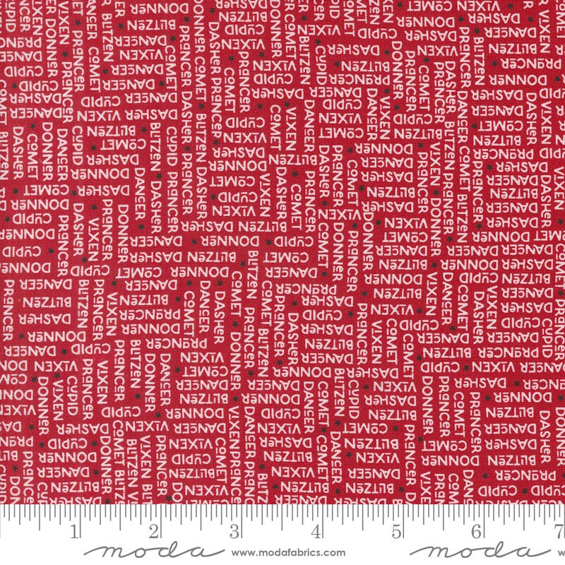 On Dasher The Herd Red 55663-12 by Sweetwater for Moda Fabrics sold in 1/2 yard increments
