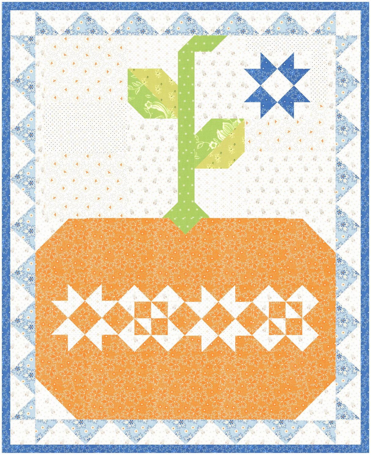 Pumpkin & Denim Quilt Kit by Fig Tree Quilts FTQ1992kit 21" x 26" includes Pattern, Binding and fabric pictured