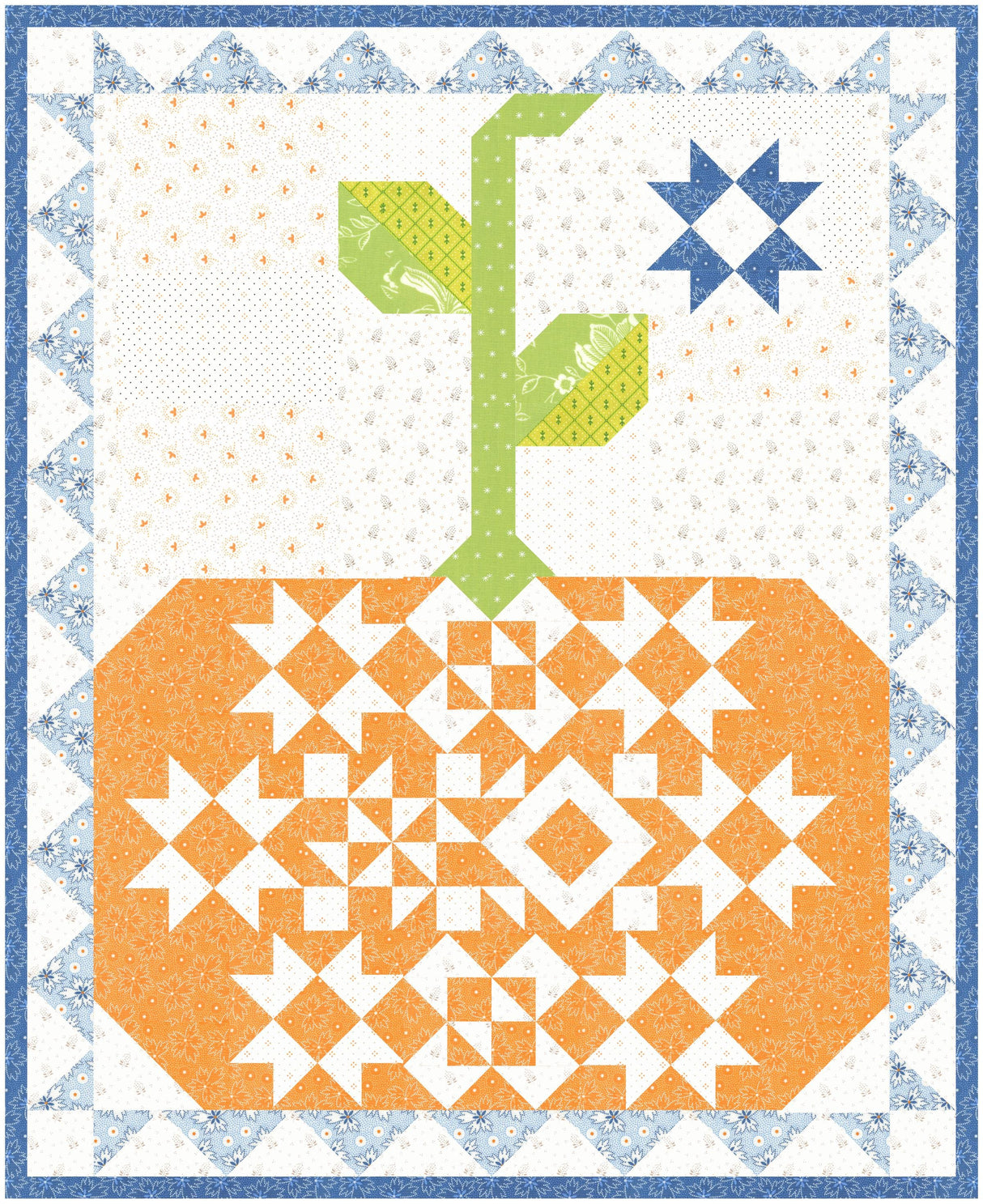 Pumpkin & Denim Quilt Kit by Fig Tree Quilts FTQ1992kit 21" x 26" includes Pattern, Binding and fabric pictured