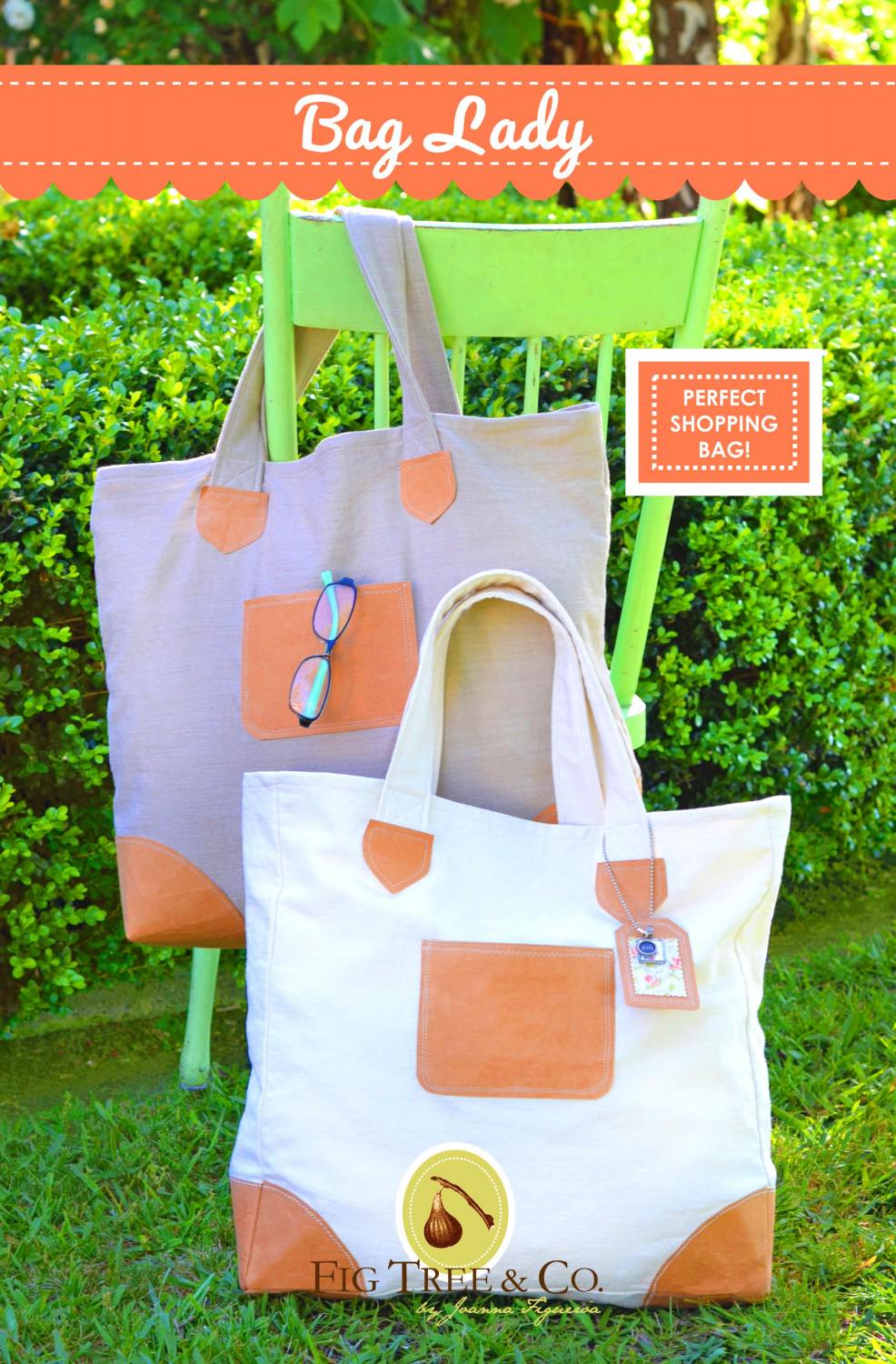 Bag Lady Bag Pattern by Fig Tree Quilts FTQ1107 18" x 19" Printed Pattern Only