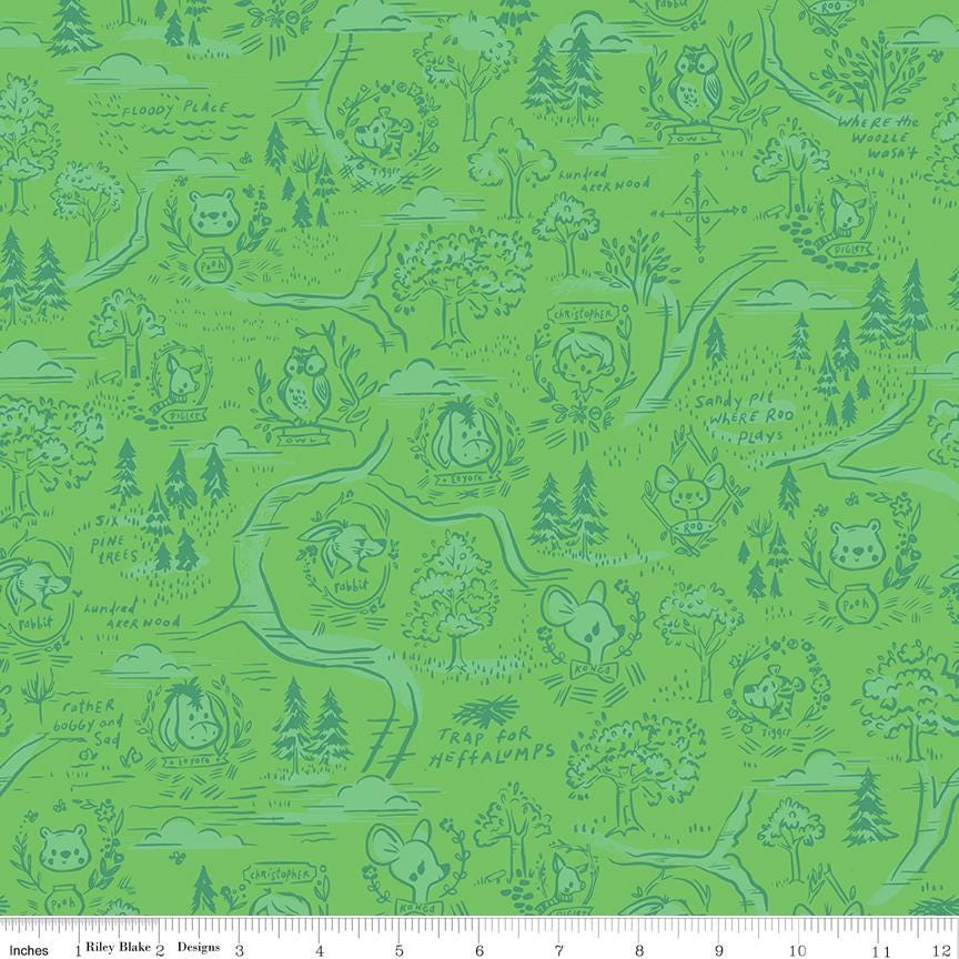 a green background with trees and animals