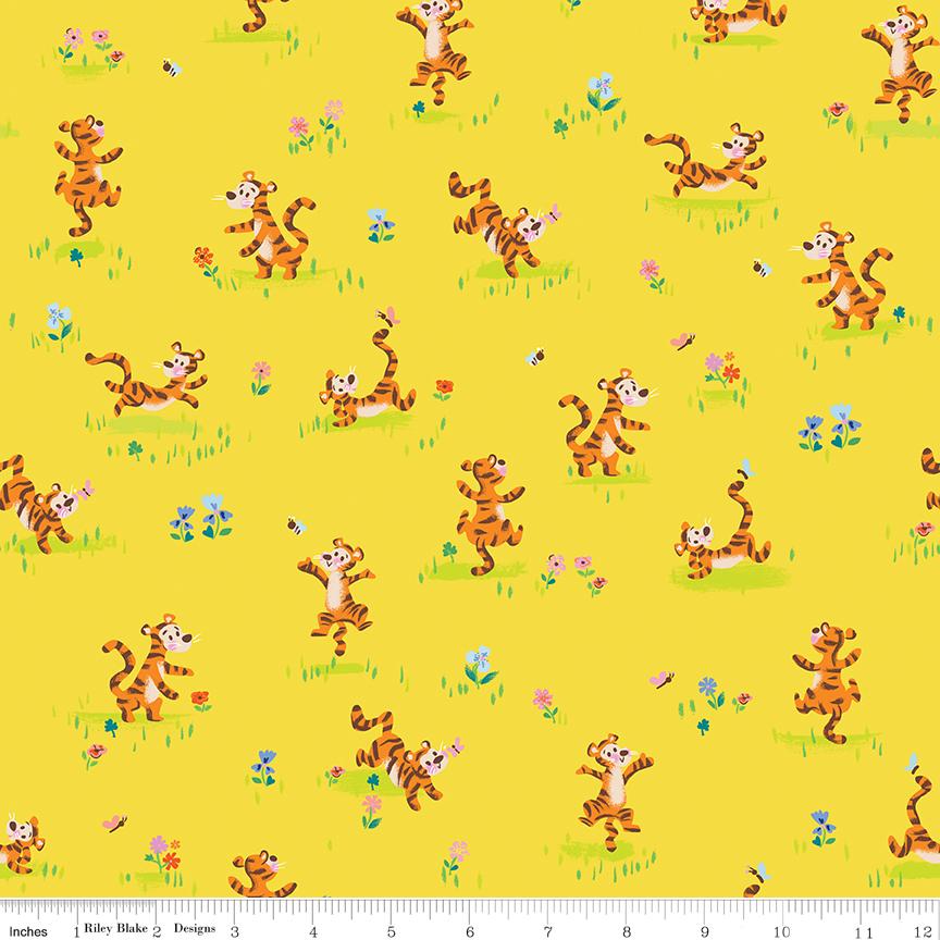 a yellow background with a bunch of cartoon animals on it