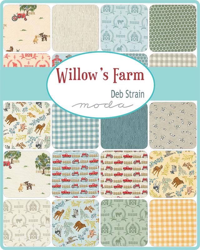 a collage of farm fabric patterns with the words willow's farm on them