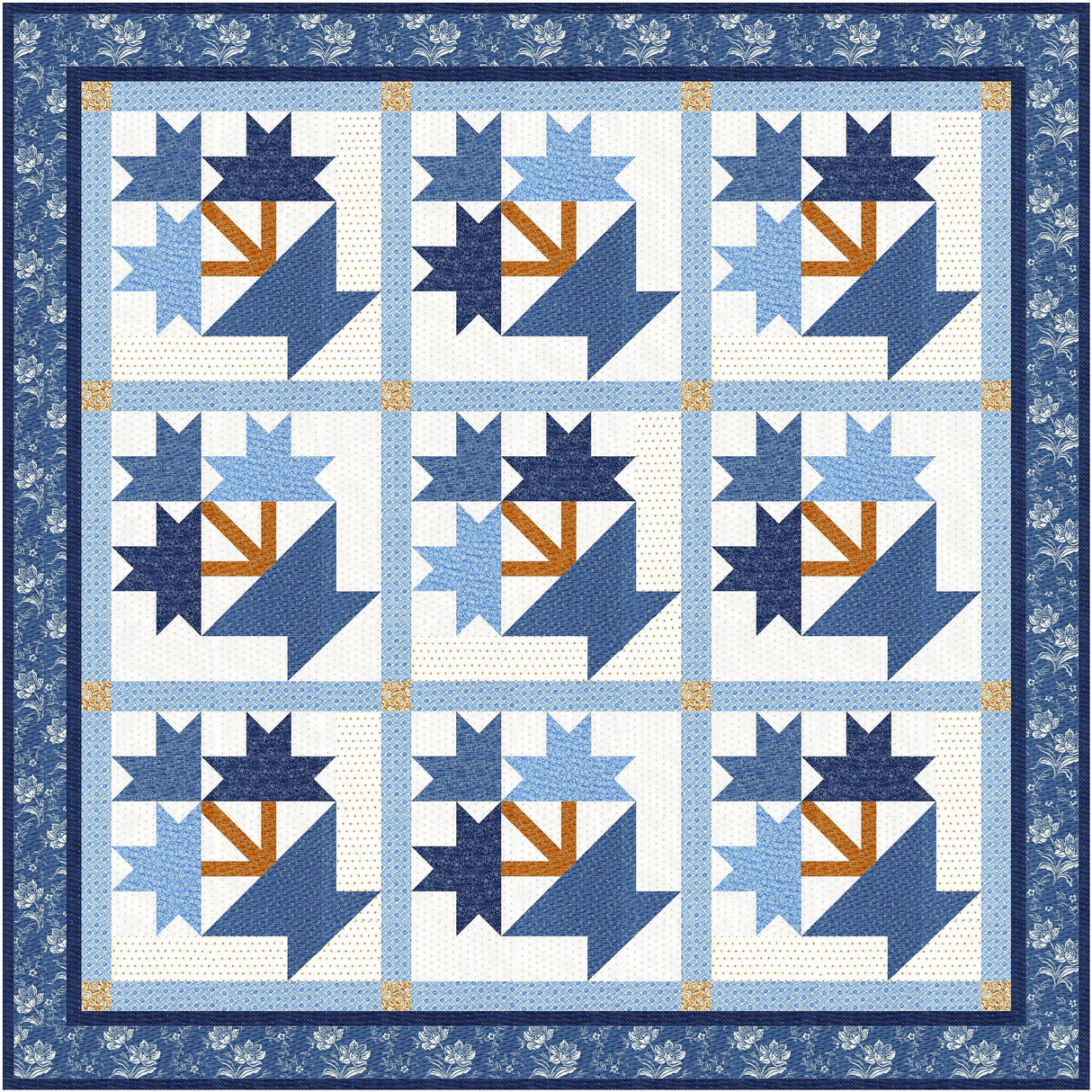Denim Baskets Quilt Pattern by Fig Tree Quilts FTQ1990 71" x 71" Printed Pattern Only