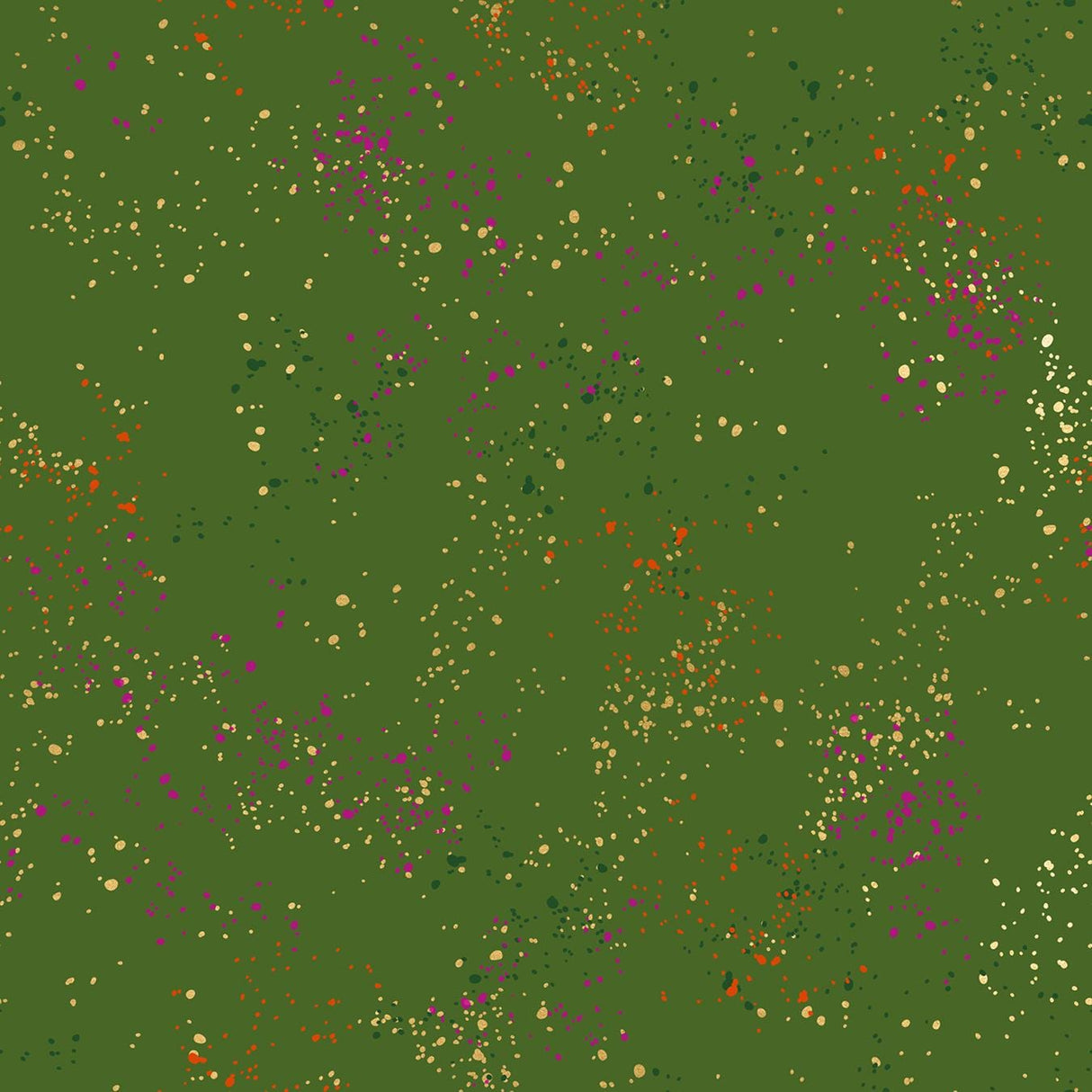 a green background with lots of different colored dots