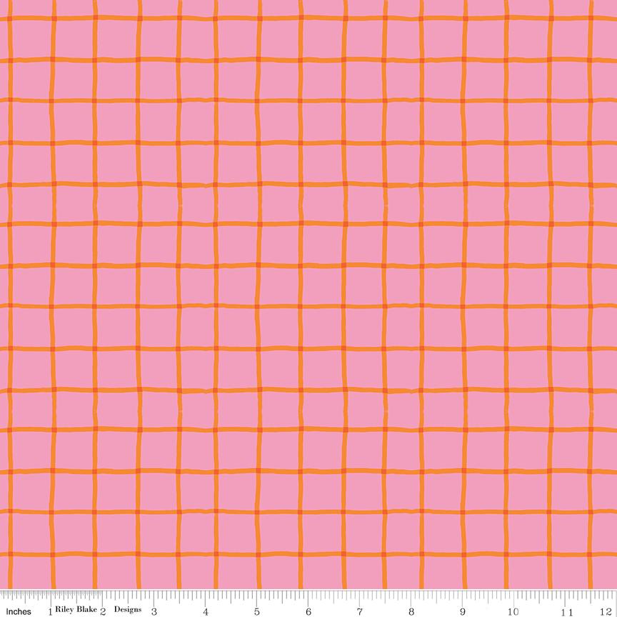 a pink and orange checkered fabric