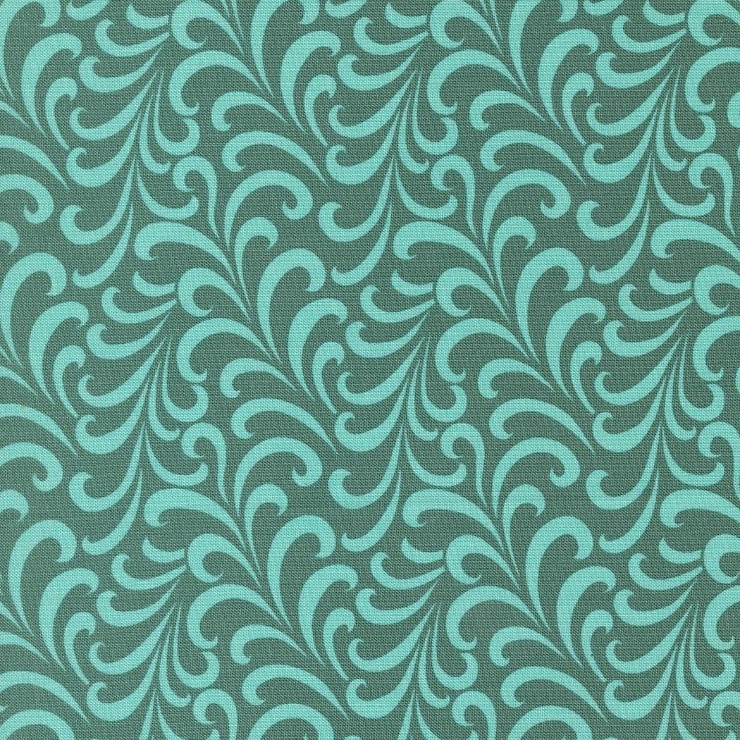 a green and blue wallpaper with swirls on it