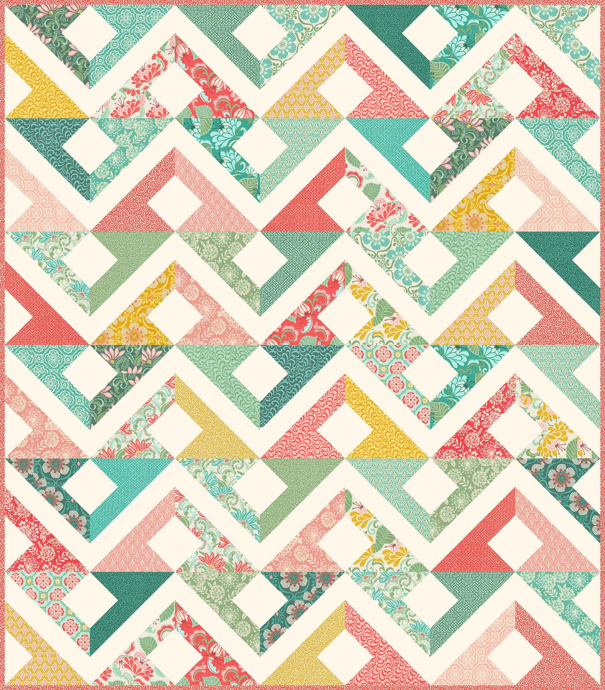 a colorful quilt with many different patterns on it