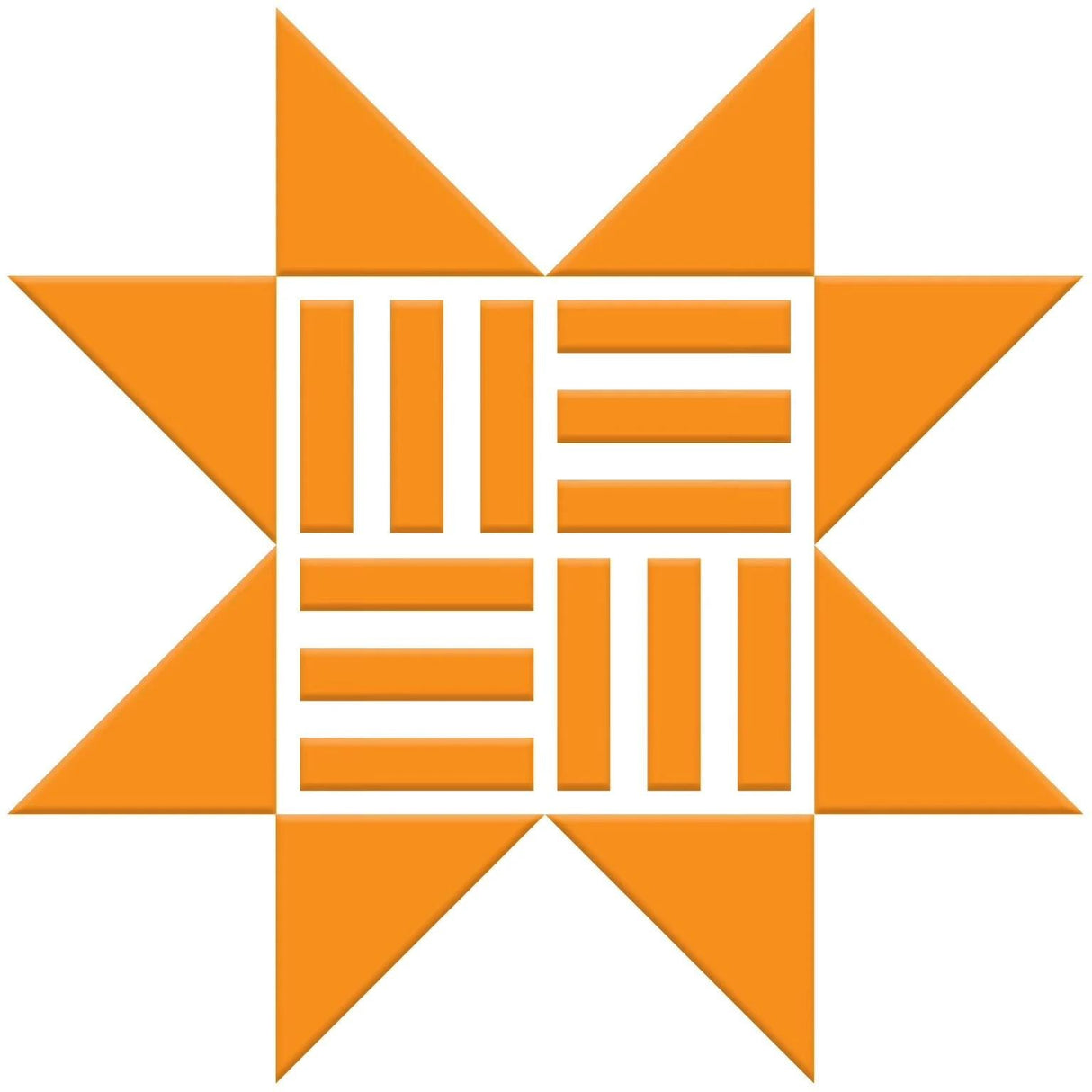 an orange and white logo with a star in the middle