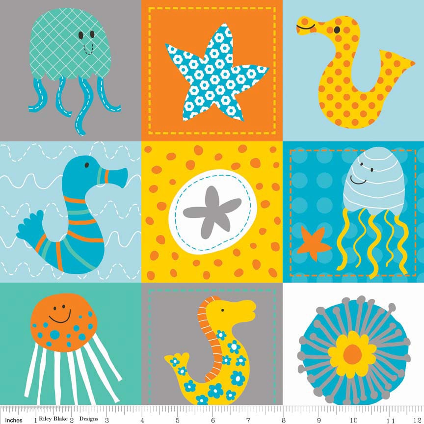 In the Ocean Friends Gray Yardage - c4115-gray by Riley Blake Designs