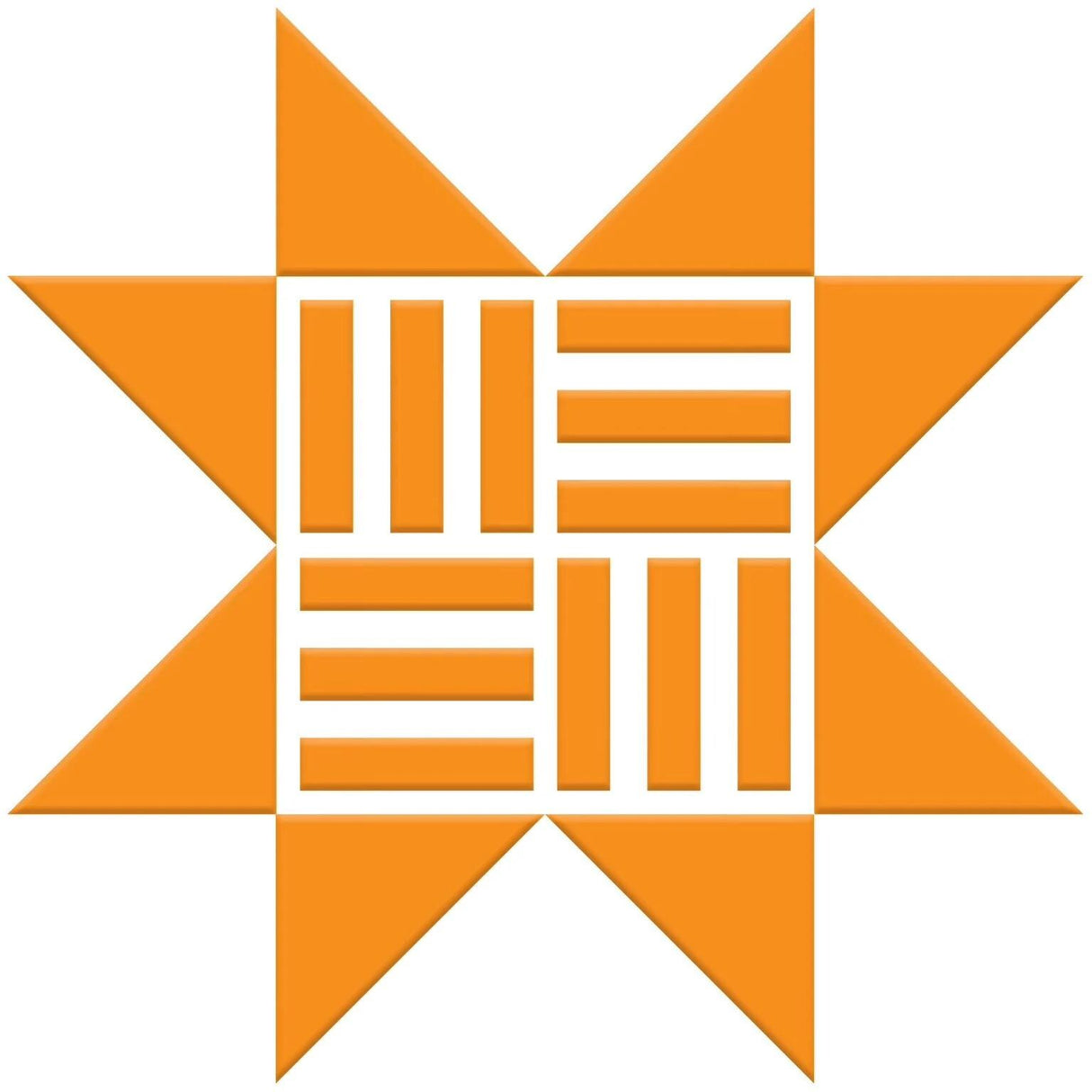 an orange and white logo with a star in the middle