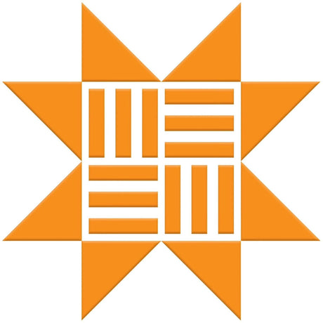 an orange and white logo with a star in the middle