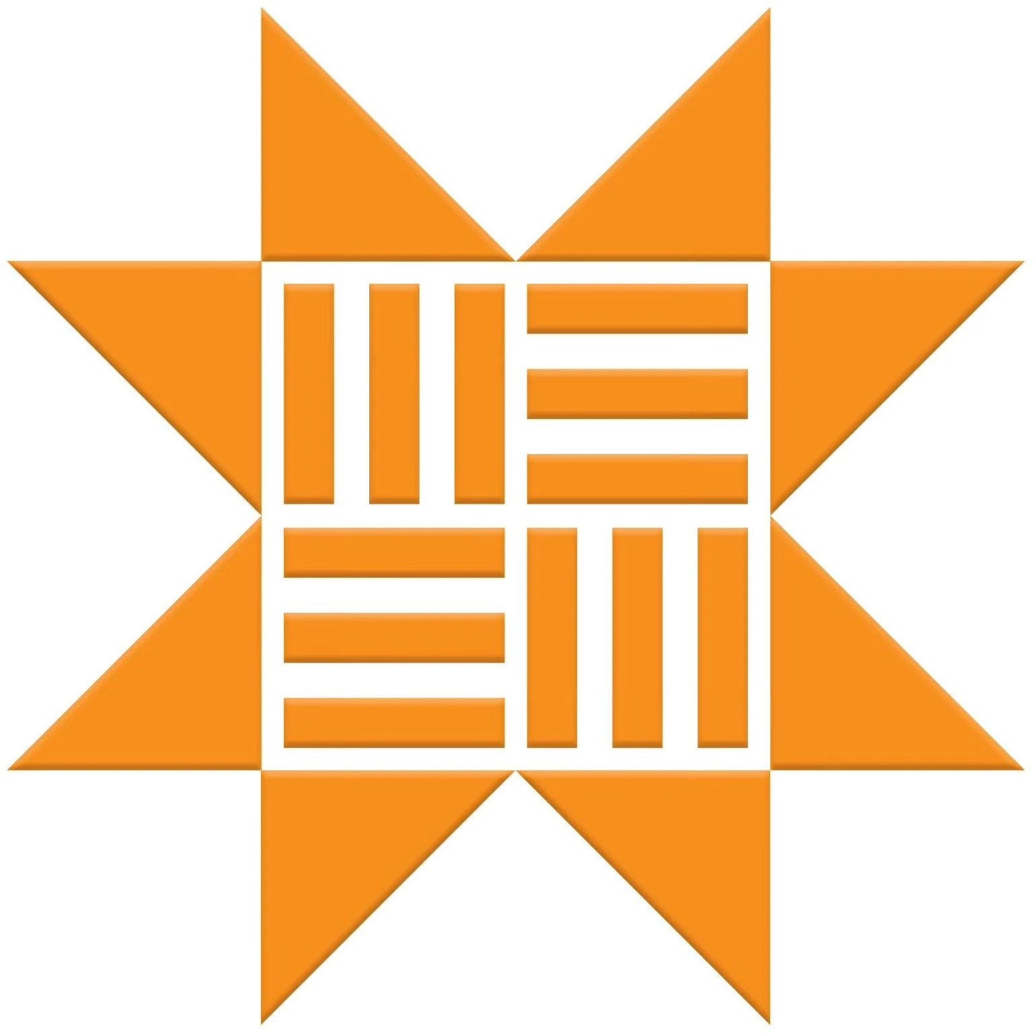 an orange and white logo with a star in the middle